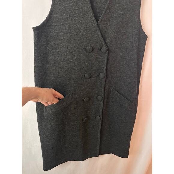 Vintage Preview Collection 100% Merino Wool Long Line Sweater Vest Gray Small - Picture 3 of 4